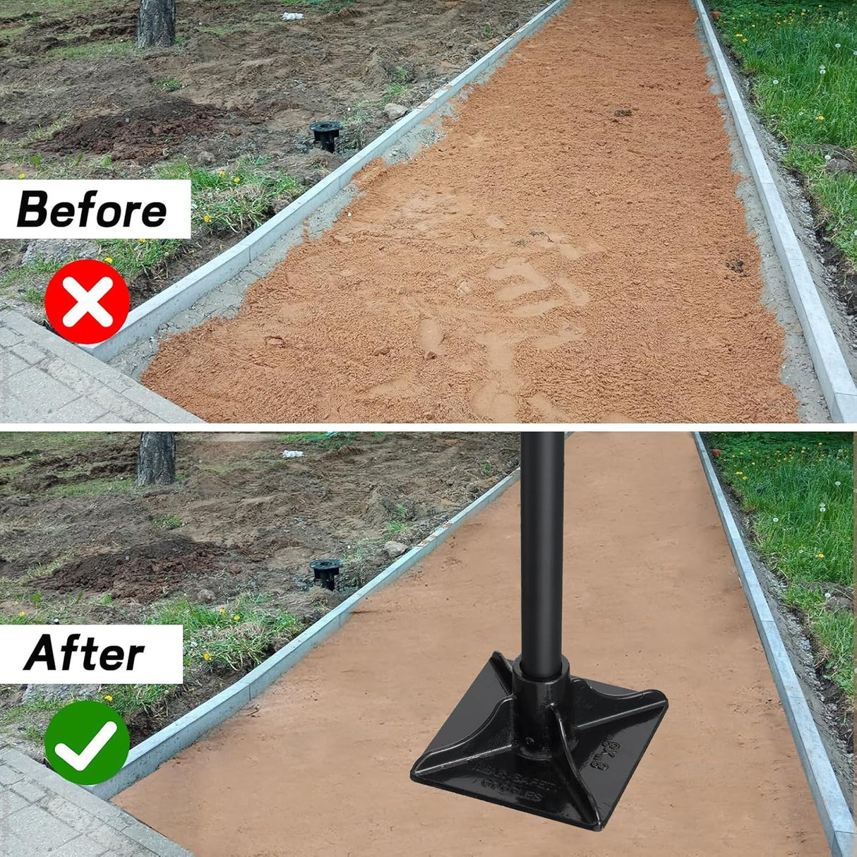Tamper Tool Heavy Duty, 8x8 Inch Hand Steel Tamper Tool with 59 Inch Handle, Garden Ground Tamper for Leveling Soil, Gravel, Asphalt, Driveway