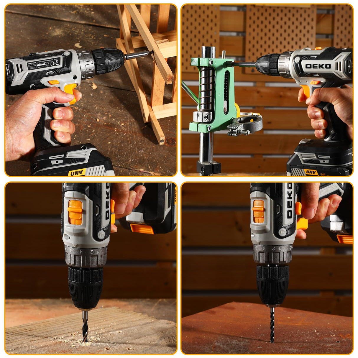 Power Drill Cordless: DEKOPRO Cordless Drill 20V Electric Power Drills Set Tool Drills Cord-less Set with Battery and Charger
