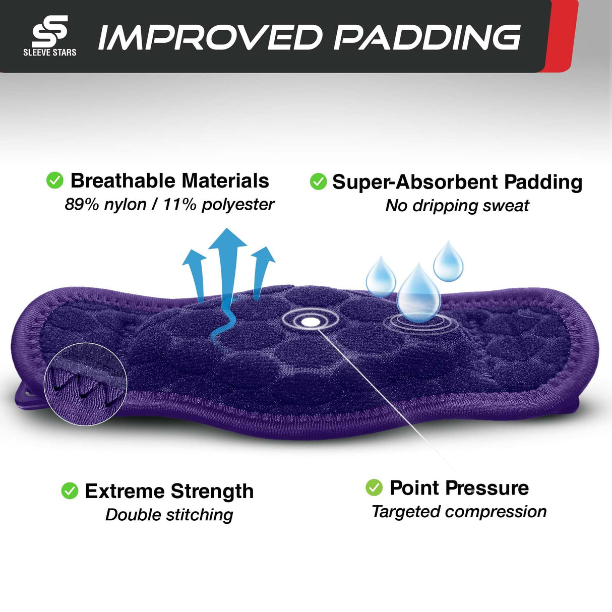 Sleeve Stars Tennis Elbow Brace for Men & Women, Tendonitis Elbow Brace & Strap Golfers Elbow Brace Counterforce Band for Tendon Pain Relief & Support for Forearm w/ 3 Straps Fits 9-23" (Single) (1, Dark Purple, One Size)