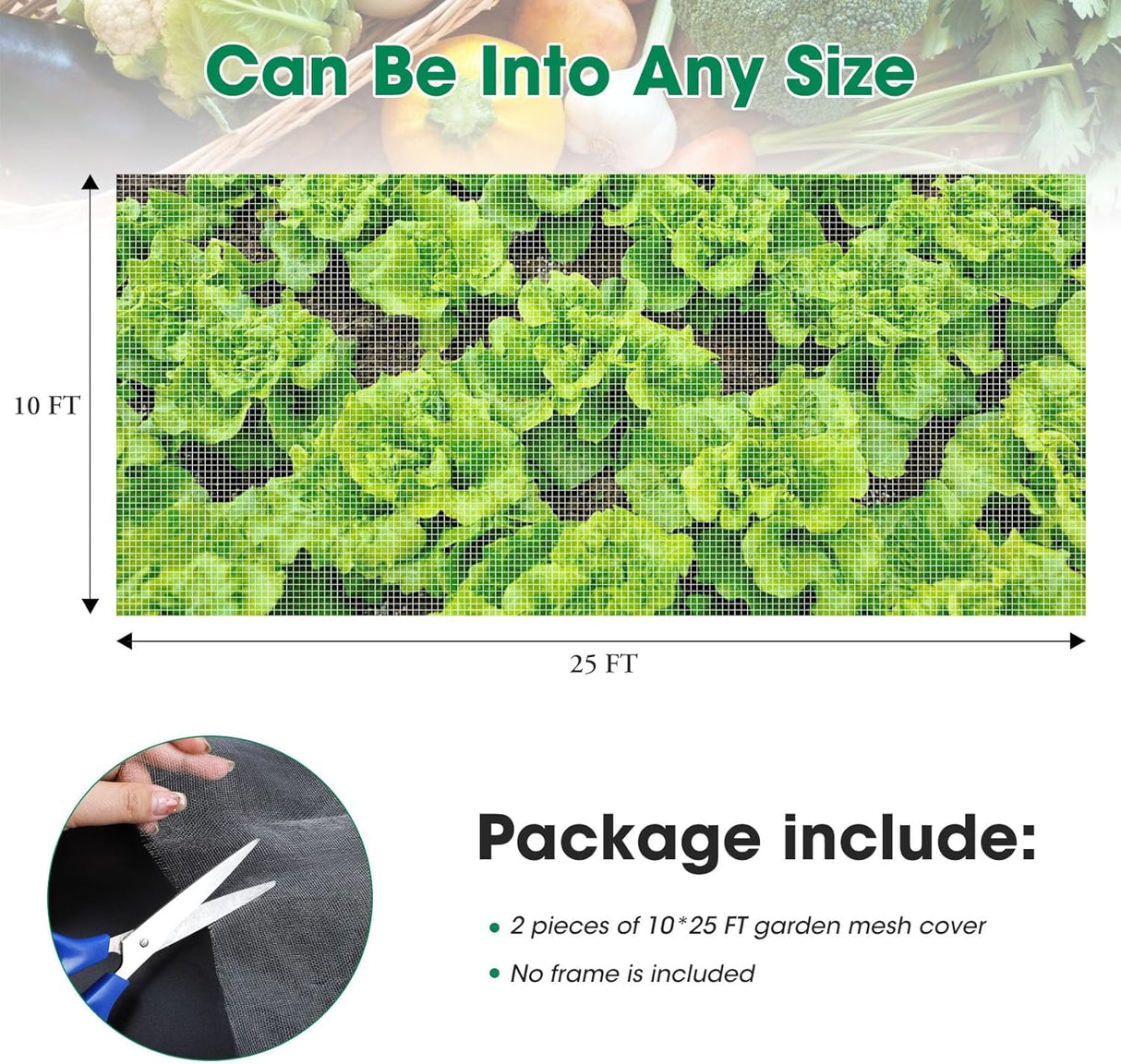 Unves 2 Pack 10x25 FT Garden Netting, Bird Netting for Garden Protection