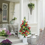 GUOOU Set of 2 Pathway Christmas Tree Urn Filler, Lighted Artificial Mini Xmas Trees with Lights, Outdoor Christmas Decorations for Porch, Driveway, Yard (5 Pine Cones)