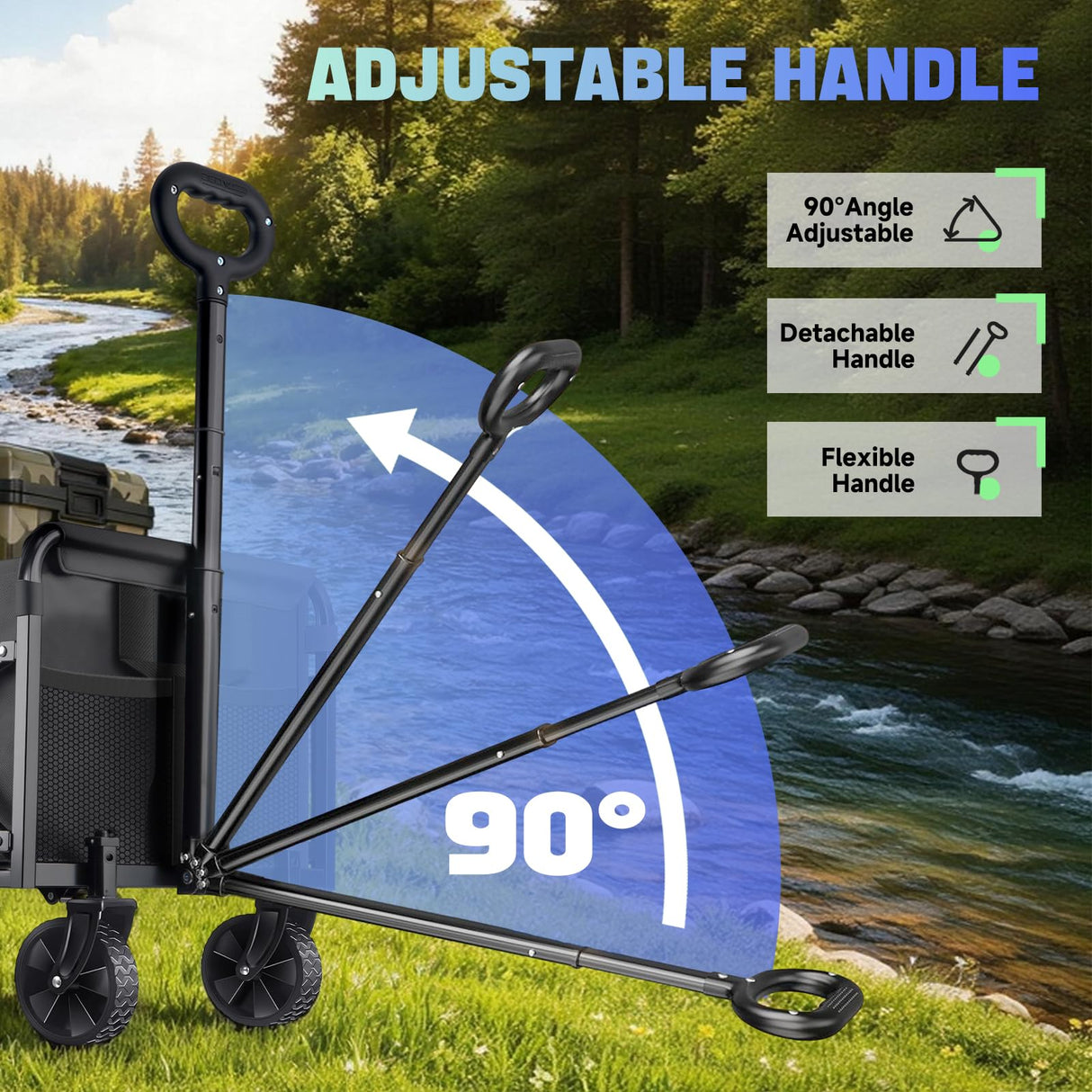 280LBS Small Collapsible Folding Wagon Cart Lightweight with 2 Cup Holders
