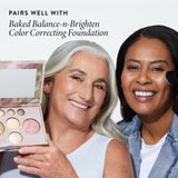 LAURA GELLER NEW YORK Baked Starter Kit: Medium - Best of the Best Full Face Palette + Baked Balance-n-Brighten Powder Foundation + Retractable Angled Kabuki Brush Set