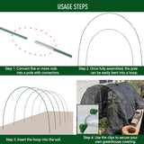 MAXPACE Greenhouse Hoops Kit, DIY 8ft Grow Tunnel, Fits Raised Garden Beds 2.8ft Wide & Up, 50 Pcs Rust-Proof Fiberglass Frame Support Rods for Row Cover, Shade Cloth, Frost Netting & Plant Stakes