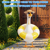 Bafeil Porch Goose Summer Outfit 3PCS Set, Straw Hat, Swim Ring, Sunglasses
