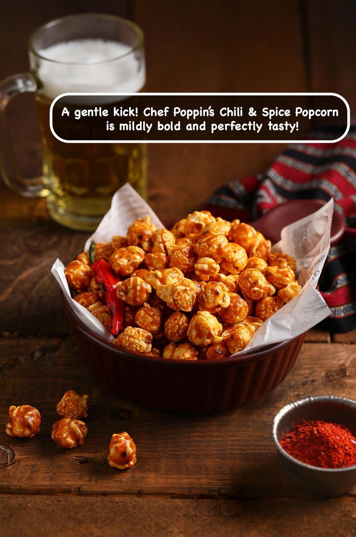 CHEF POPPIN Gourmet Flavored Popcorn, Non-GMO, Chili & Spice, 20g, 6 Pack, .71 oz each