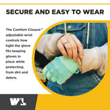 Wells Lamont Women's HydraHyde Leather Hybrid Gloves – Water-Resistant, Durable Cowhide Palm, Spandex Stretch Back – Ideal Landscaping/Farming/Gardening Gloves – Adjustable Wrist – Large, Blue (3250L)