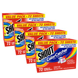 Shout Color Catcher Sheets for Laundry, Allow Mixed Washes, Prevents Color Runs and Maintains Original Clothing, 72 Count - Pack of 4 (288 Total Sheets)