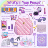 Little Girl Purse Accessories, My First Purse Set - Play Makeup Princess Plush Diary Unicorn Eye Mask Wallet Phone Pretend Credit Cards Kids Pretend Play Christmas Toy Gift for Girl Age 3+