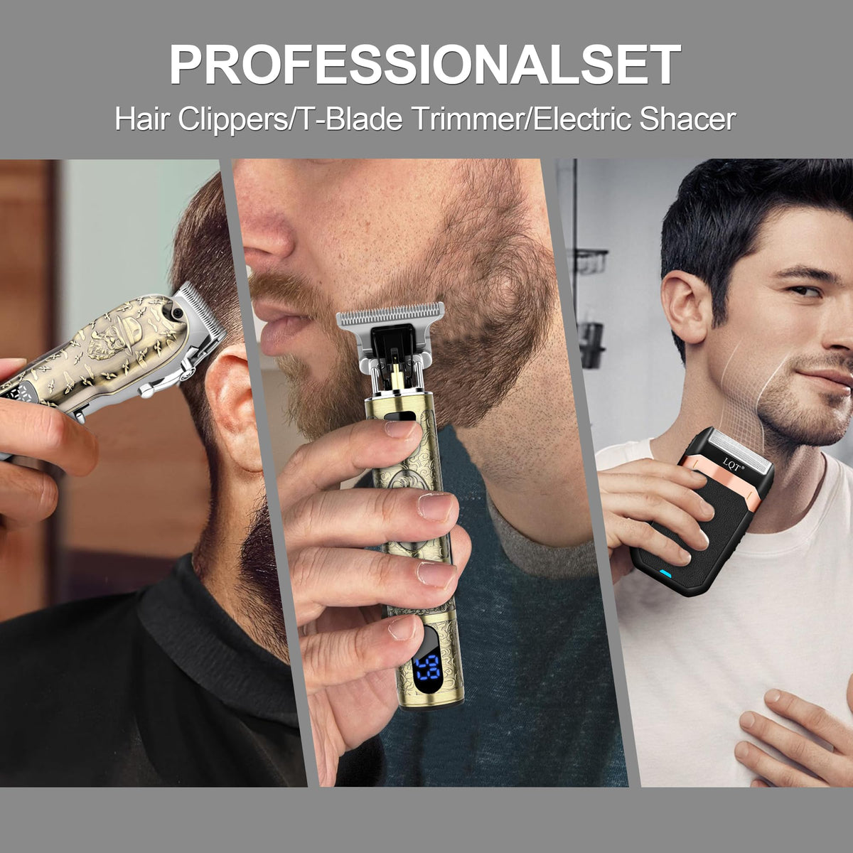 Hair Clippers Set for Men, Hair Clipper Trimmer with LED Display, Professional Cordless Hair Clipper Shaver Beard Trimmer, Hair Cutting Machine for Men, Holiday Gift for Him Father's Day Gift