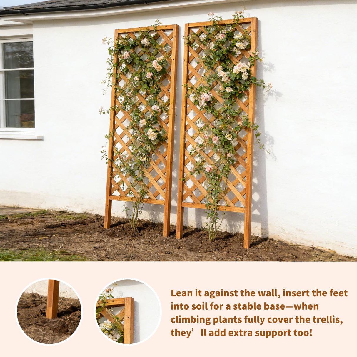 Sciengarden 2 Pack Wood Garden Decor Trellis for Climbing Plants Outdoor