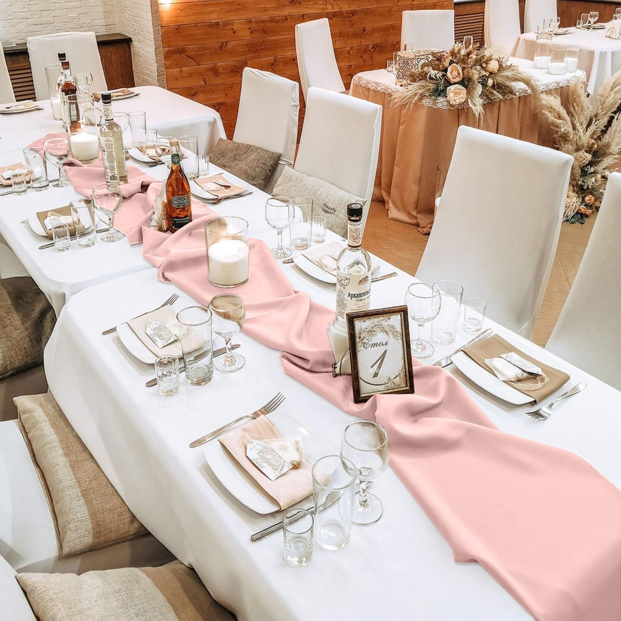 10 Pack 10ft Baby Pink Chiffon Table Runners Wedding Table Runner Sheer Romantic Tulle Table Runner for Christmas Wedding Bridal Tea Party Baby Shower Birthday Party Table Decorations(120 x 12 in)