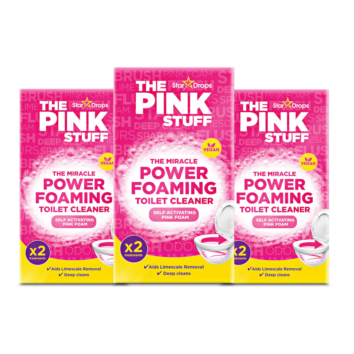 Stardrops The Pink Stuff Miracle Power Foaming Toilet Cleaner – Self-Activating Formula for Deep Cleaning, Stain Removal, and a Fresh Shine – Bathroom Essential