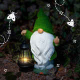 Garden Gnome 11.8, Funny Gnomes with Solar Lantern, Garden Statues Outdoor Clearance, Garden Gnomes Outdoor Funny for Patio Decor