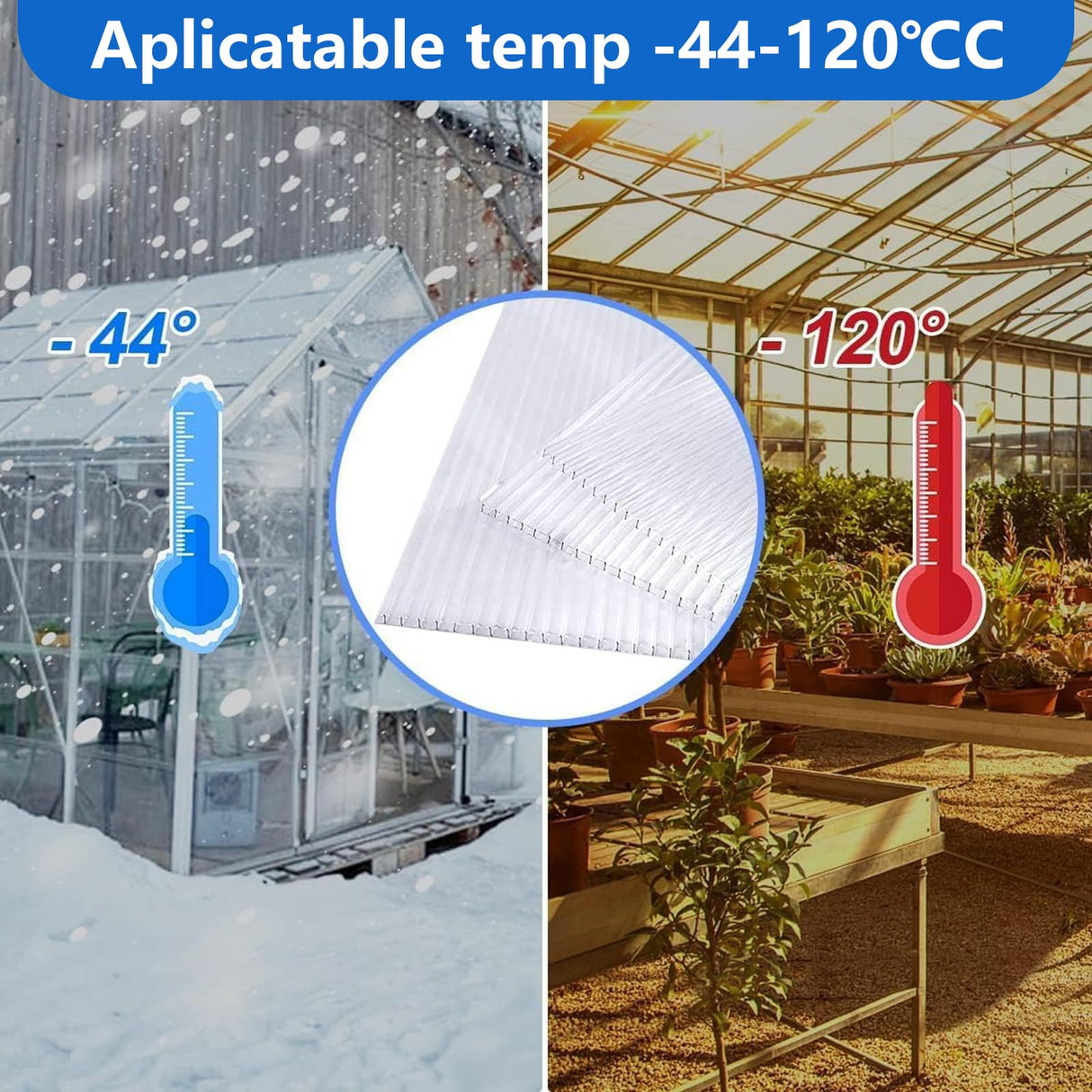 DGSL 14 Pcs Polycarbonate Greenhouse Panels, 4' x 2' x 0.16'' Twin-Wall Panels, Polycarbonate Sheet for All Weather Outdoor Garden and Greenhouse Covering