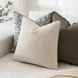 MIULEE 20x20 Inch Christmas Decorative Pillow Covers for Couch Bed Set of 2 Textured Boucle Neutral Winter Throw Pillows Natural Beige Accent Solid Cushion Pillowcases Sofa Livingroom Home Decor