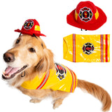 Pet Krewe Large Dog Firefighter Costume -Funny Halloween Pet Fireman Outfit Costumes for Fits Small, Medium, Large & Extra Large Pets - Perfect for Halloween, Christmas Holiday, Parties, Photoshoots