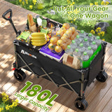 Blomoba Collapsible Wagon Cart with Wheels, 330lbs Heavy Duty Wagon, Black