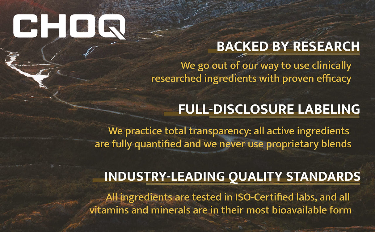 CHOQ® Shilajit - Over 50% Fulvic Acid, 500 mg Vegan Capsules, Energy, Brain, Focus, Collagen, Hormones, Mitochondrial Function, Urolithin A, Lab-Tested