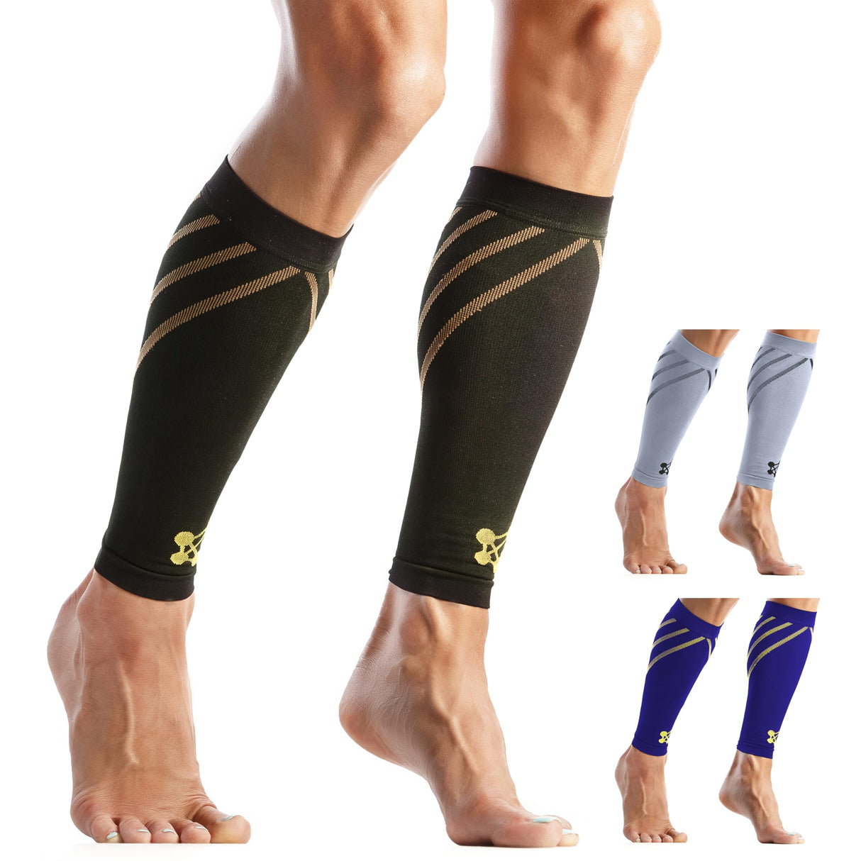 Calf Compression Sleeve for Men & Women –Leg Compression Sleeve for Shin Splint Relief, Leg Cramps, Varicose Vein Compression Leg Sleeve, Calf Sleeves for Runners -Copper Infused Nylon 20-30mmHg Large