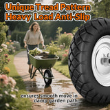 RONPOW 4.80/4.00-8 Flat Free Wheelbarrow Tire and Wheel, 16" Solid Puncture Proof Replacement Tires with 5/8" & 3/4" Bearings, 400Lbs Load, Universal Fit for Garden, Farm & Construction, 1Pack Black