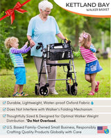 Walker Basket for Folding Walker with Flip-Down Walker Tray Reacher Cane Holder Strap Cup Holder | Basket for Walker Bags for Folding Walker with Wheels, Walker Accessories for Walker Rollator (GRAY)