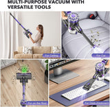 ATTELL Cordless Vacuum Cleaner,28Kpa Strong Suction,Wall Mounted Charging,Removable Battery,Green Light to Show Dust,Low Noise Handheld Vacuum Cleaner,Suitable for Carpets,Pet Hair, Hard Floors