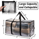 ClearSpace Heavy Duty Storage Bags Clear Storage Bins with Lids, Large Packing Boxes with Backpack Straps & Zippers College Dorm Moving Supplies, 4 Pack