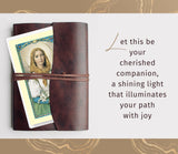 St Dymphna Bracelet - Saint Dymphna Prayer Card, The Lord's Prayer Card - Stretchable Round Saint Dymphna Bracelet with Purple and Amethyst Beads - St.Dymphna Bracelet and Cards Set of 3 Items