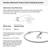 PANDORA Moments Snake Chain Slider Bracelet - Charm Bracelet for Women - Sterling Silver with Clear Cubic Zirconia - 11"