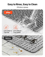 VEVOR Drainage Mat, 3 x 10 ft, PVC Non Slip Commercial Floor Mat, Wet Area Water Drain Splash Matting Hollow Doormat Roll, for Outdoor Indoor Restaurant Swimming Pool Patio Bathroom Washroom, Gray