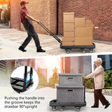 Voipvvii Folding Hand Truck 500lbs, Portable Heavy Duty Dolly Cart, 6 Wheels Collapsible Luggage Cart with 2 Elastic Ropes - Compact Trolley Cart for Easy Moving - Ideal Hand Cart for Travel and More