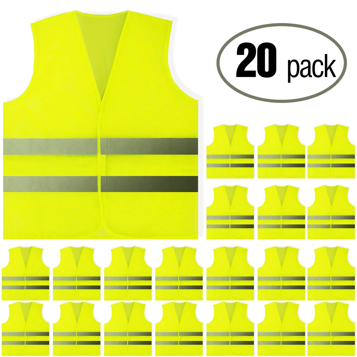 PeerBasics Safety Vests 5 Pack - Yellow Reflective High Visibility, Men Women