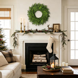 26" Large Cedar Norfolk Pine Wreath for Front Door, Faux Christmas Wreath
