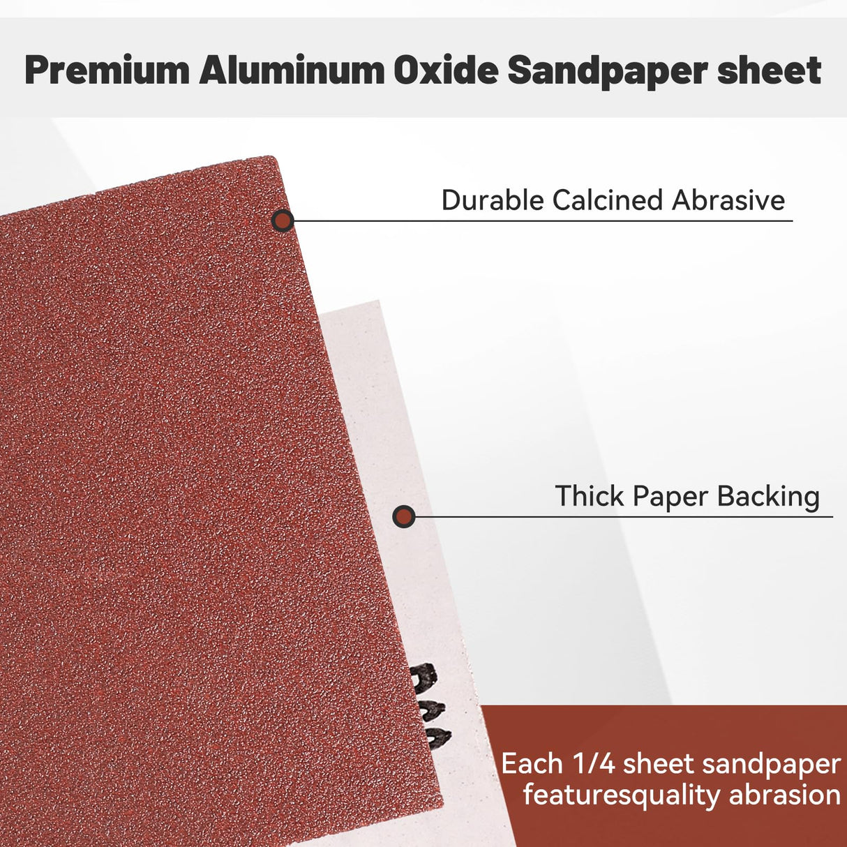 BAOSTC 1/4 Sandpaper Sheet,4-1/2"*5-1/2" Assorted 60-80-120,50PACK