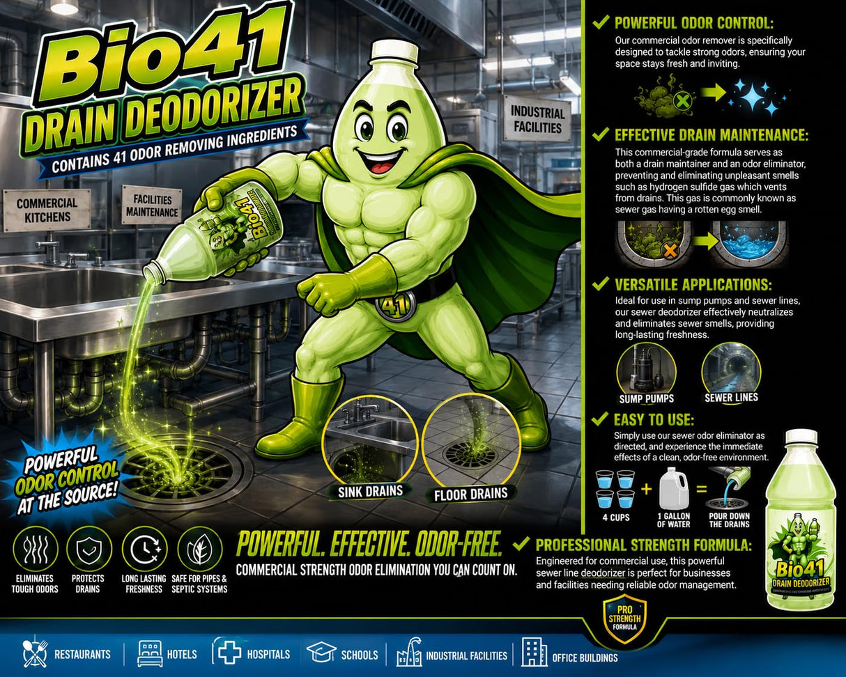 Drain Deodorizer- Odor Eliminator - Commercial Drain Deodorizer - Neutralizer Sewer Gas Smell Remover - One Gallon