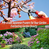 SUIZAN Bypass Pruning Shears 8" - Japanese Hand Pruners Garden Scissors