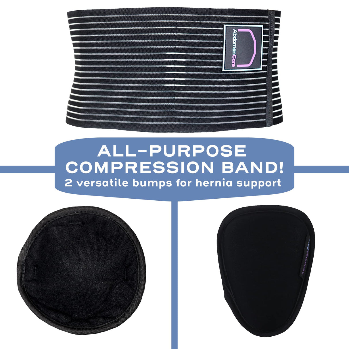 Abdomencare Umbilical Hernia Belt for Men and Women | Abdominal Hernia Belt for Women & Men with 2 Unique Compression Pads | Belly Button Umbilical Hernia Belts for Men | Hernia Support Binder | L/XL