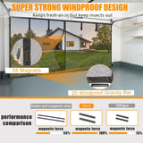 Elytsemoh Garage Screen Doors for 2-Car Garage -16x7FT, Fiberglass 2300g/5.1 Lb Heavy Duty Magnetic Door Screen, Hands-Free with 6 Roll Up Straps for Patio, Outdoor, Gym, Sun House Porch, Black
