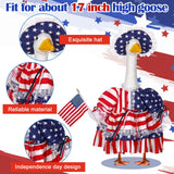 Suzile 250 Years 4th of July Porch Goose Outfit US Patriotic Independence Day Dresses Clothes for 17" High Goose Clothes Costume with Flag for Lawn Yard Outdoor Garden Patio Statue Memorial Day