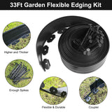 RLINGX Landscape Edging No Dig 4 inch Tall 33FT Garden Edging with 30 Spikes, Landscape Edging Border for Landscaping, Lawn, Flower Beds, Grass and Yard (4inch 33ft)