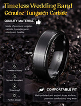 Jstyle 8MM Tungsten Wedding Band Ring for Men Black Rings Size 9.5