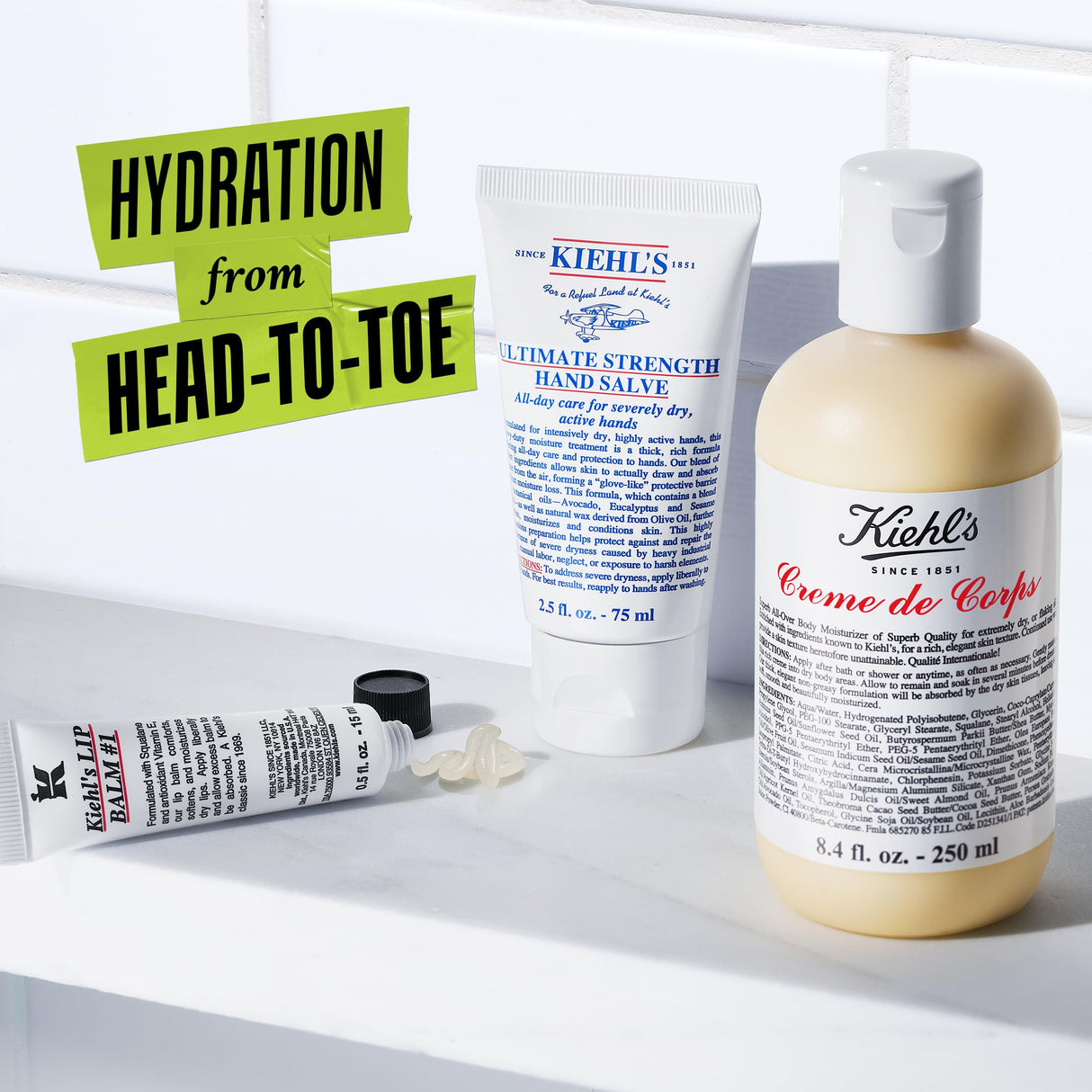 Kiehl's Body Care Gift Set - $73 Value Including Non-Greasy Body Lotion, Moisturizing Hand Lotion, and Hydrating Lip Balm for Hydrated Skin