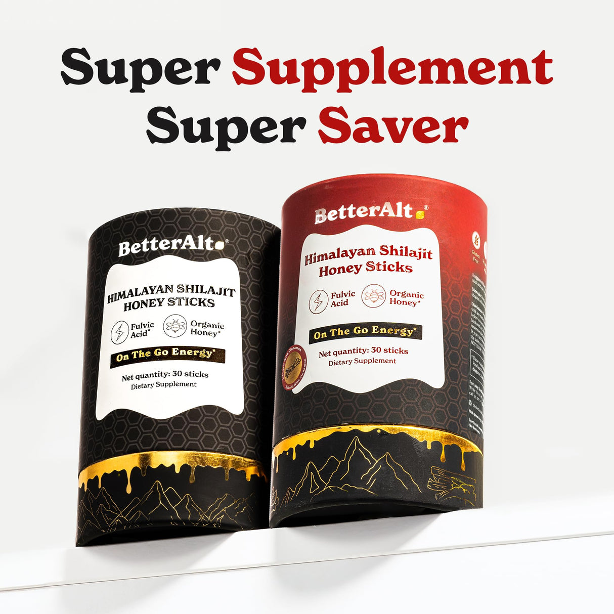 Better Alt Pure Himalayan Shilajit Sticks with Organic Honey, Saffron | Easy to Consume Shilajit| Energy Boost & Immune Support, 85+ Trace Minerals, 75%+ Fulvic Acid (Pack of 2) Classic + Cinnamon