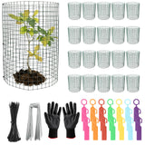 Soleeya 21Pcs 24"x 12" Plant Protectors from Animals, Wire Protectors for Plants, Plant Cages Chicken Wire Cloche with Ground Stakes and Nylon Ties for Garden Flower Vegetables (7 Set)
