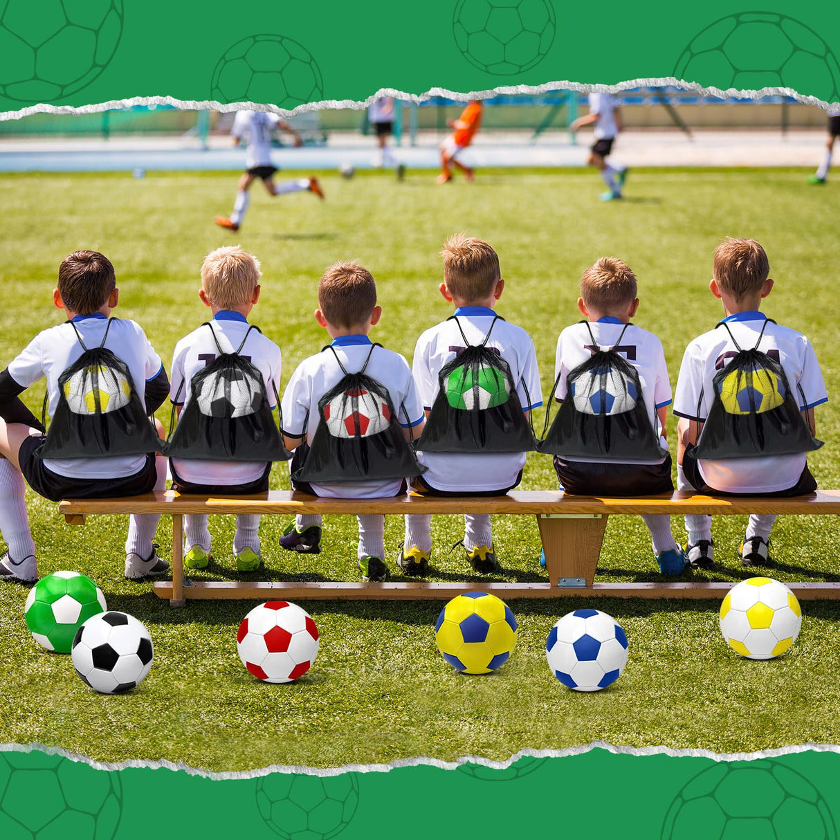 6 Pack Operation Deflated Christmas Soccer Ball with Pump for Child,Items Bulk Deals Soccer Balls,Classic Soccer Balls Size 5 with Mesh Sport Bag Pump Needle for Shoebox Gift Fillers Charity Donations