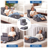 Ahpmeoa 6PCS Wedge Pillow Set for After Surgery, Back Support Pillow for Bed, Bed Wedge Pillow for Post Surgery, Back Rest Pillow for Sitting in Bed, Pillow for Back Pain Relief, Plush Grey