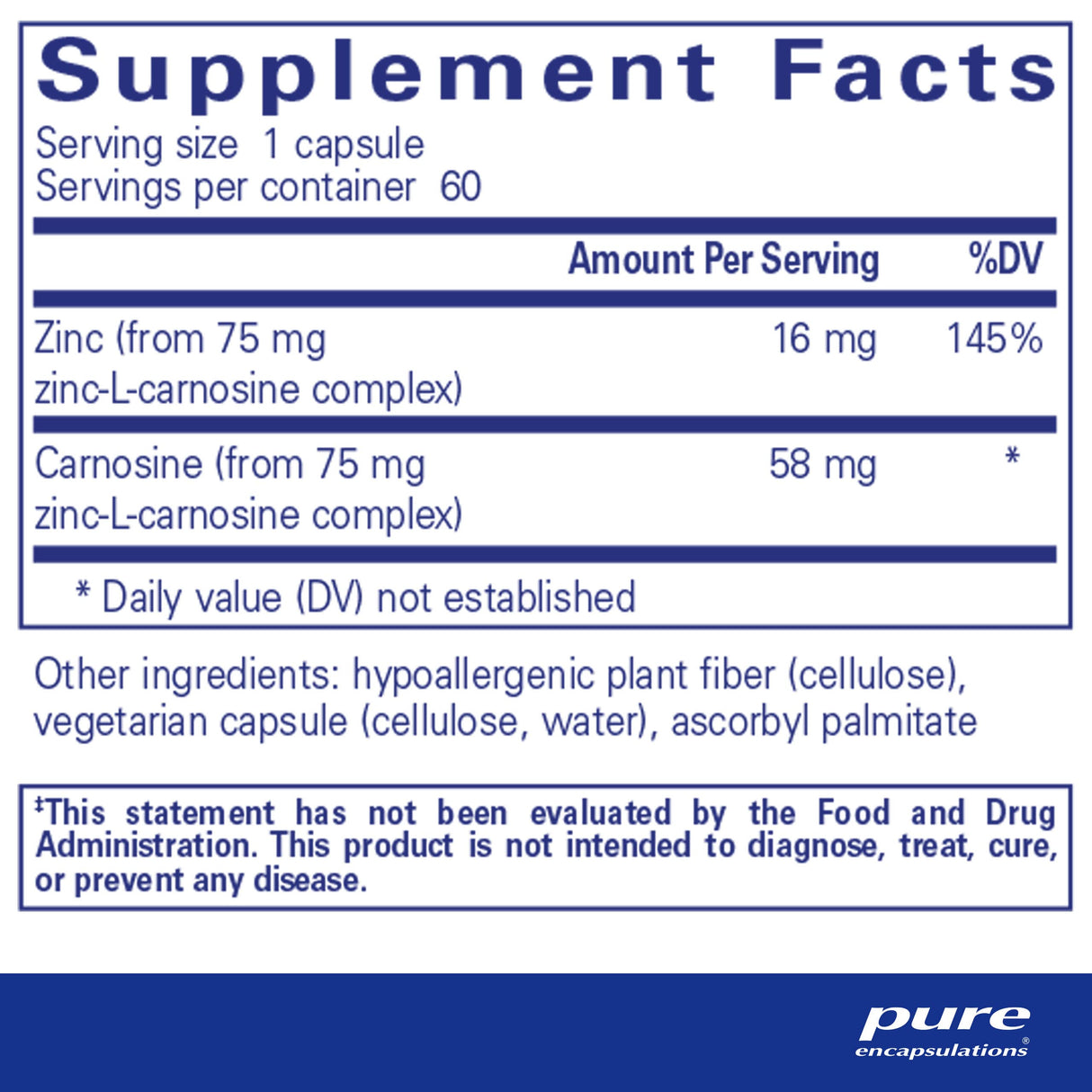Pure Encapsulations Peptic-Care - Zinc-L-Carnosine - Gut Health & Antioxidant Supplement - Supports Gastric Health* - Vegan & Gluten-Free - 60 Capsules