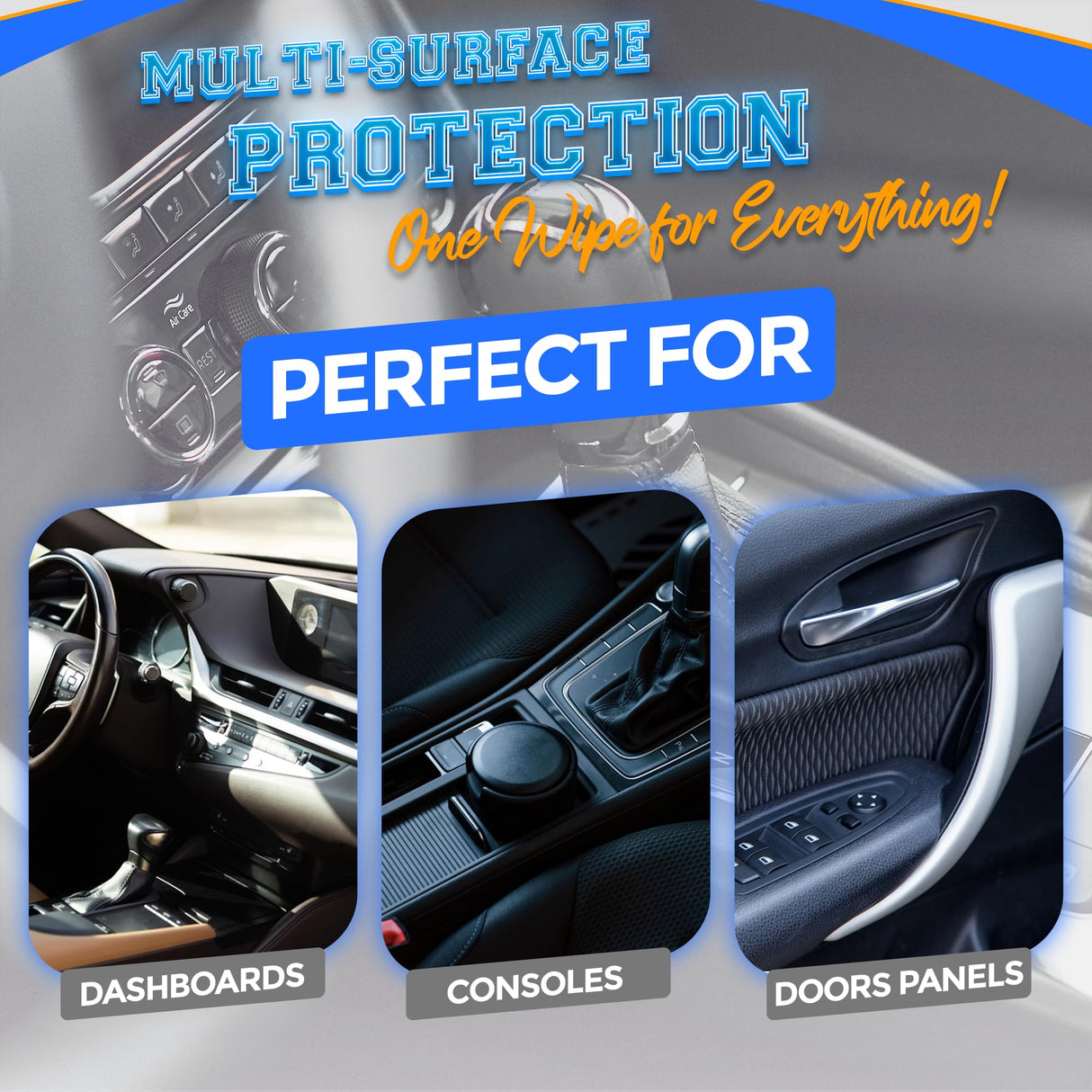 MAX MANUFACTURING Car Wash Wipes with Refreshing Lemon Scent, Pack of 100 Individually Wrapped Wipes, Dashboard Car Accessories Travel Essentials