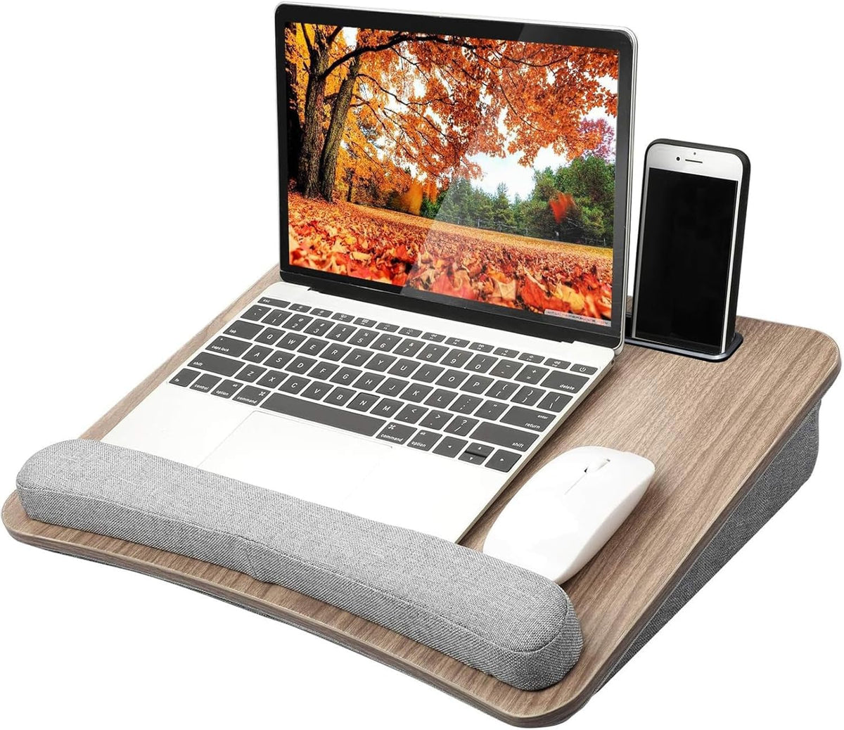 HUANUO Laptop Lap Desk with Cushion, Fit up to 15.6" Laptops, Woodgrain